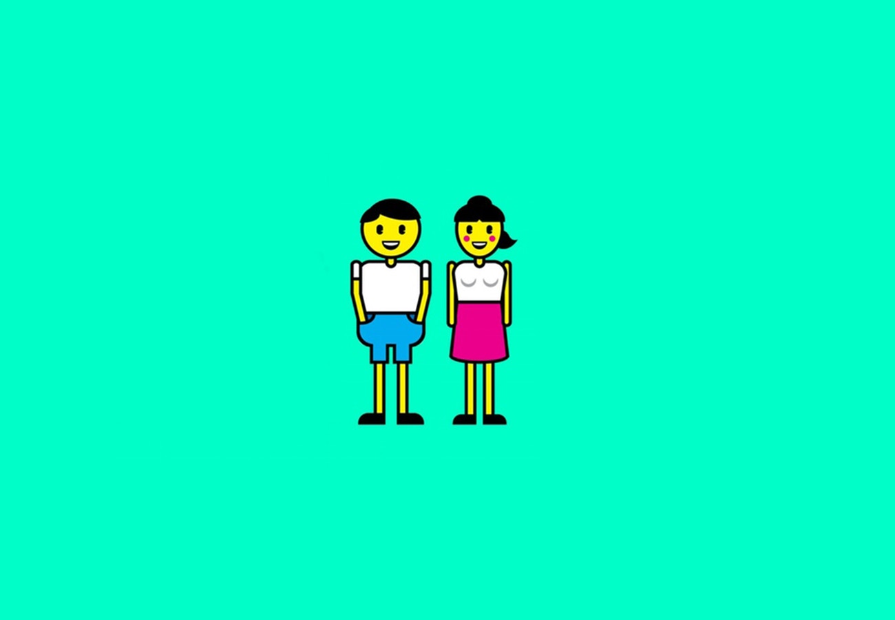 cartoon man and women