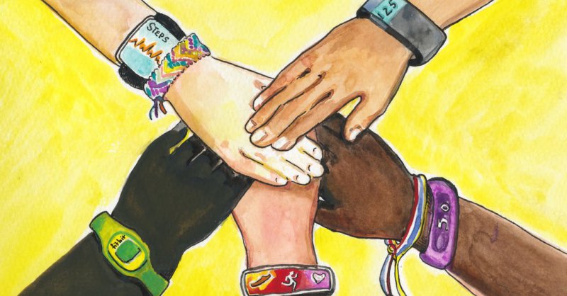 black white brown hands touching each other go team with watercolors