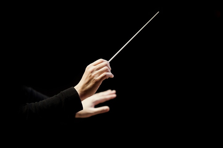 Orchestra conductor hands