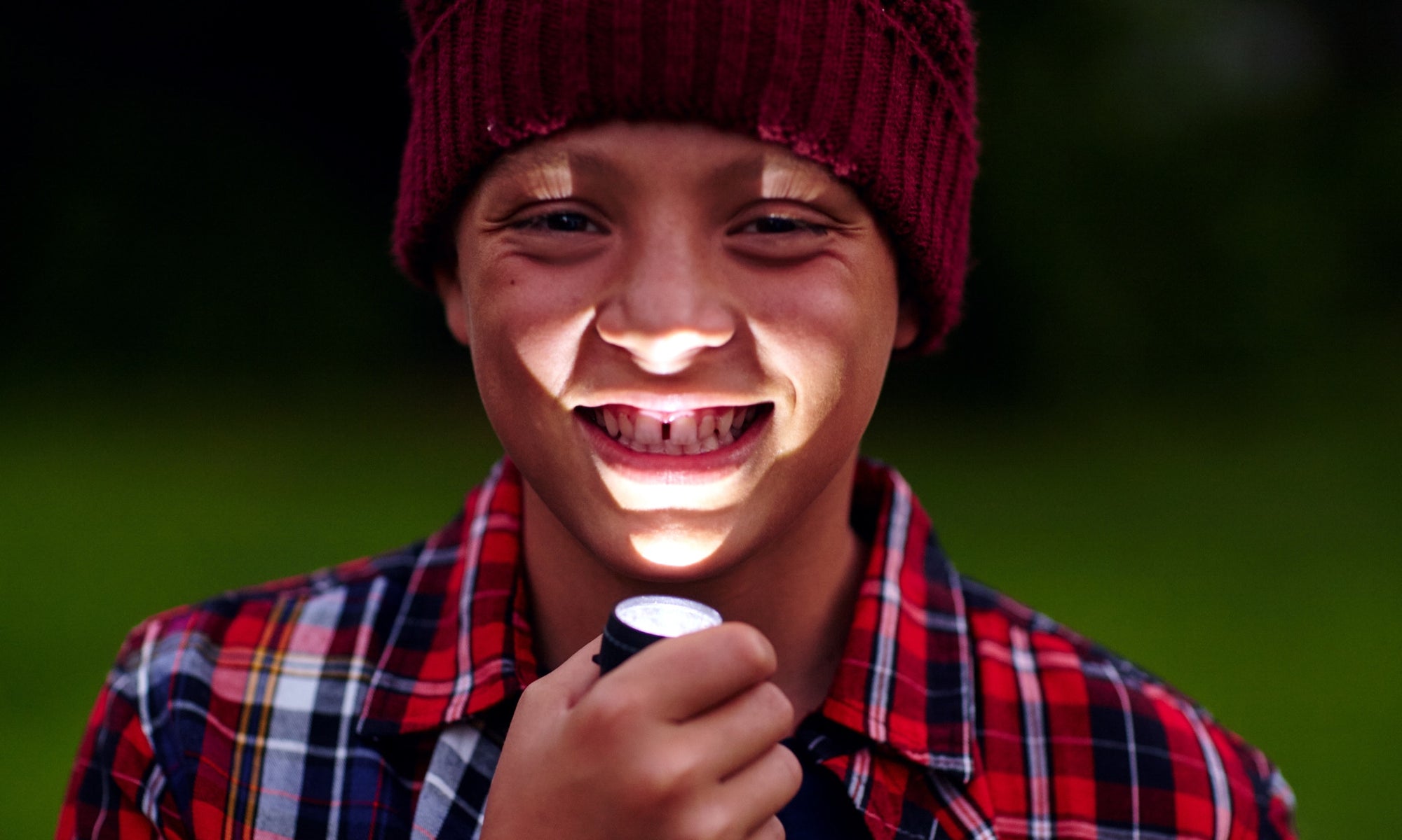 little boy with flashlight pop