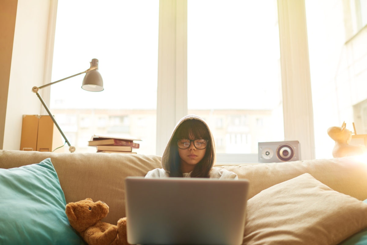 girl working with laptop