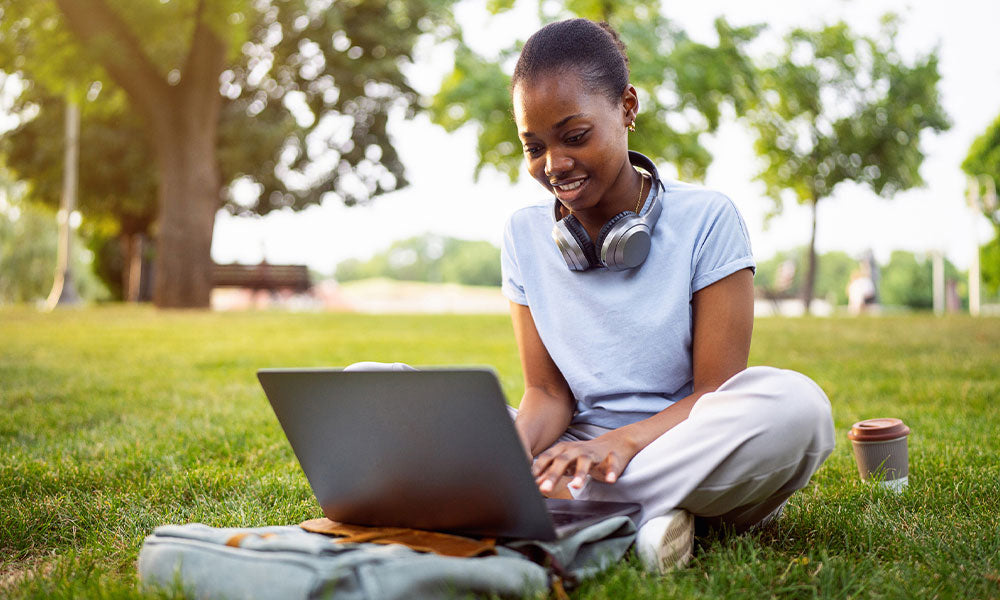student in a park