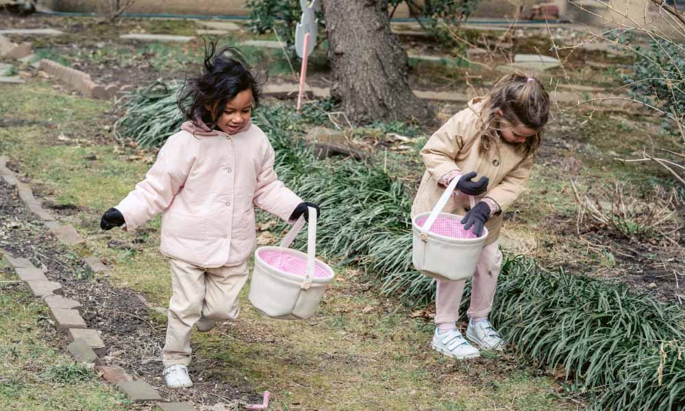 two kids with easter baskets