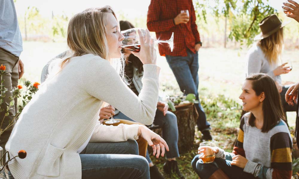 woman drinking wine